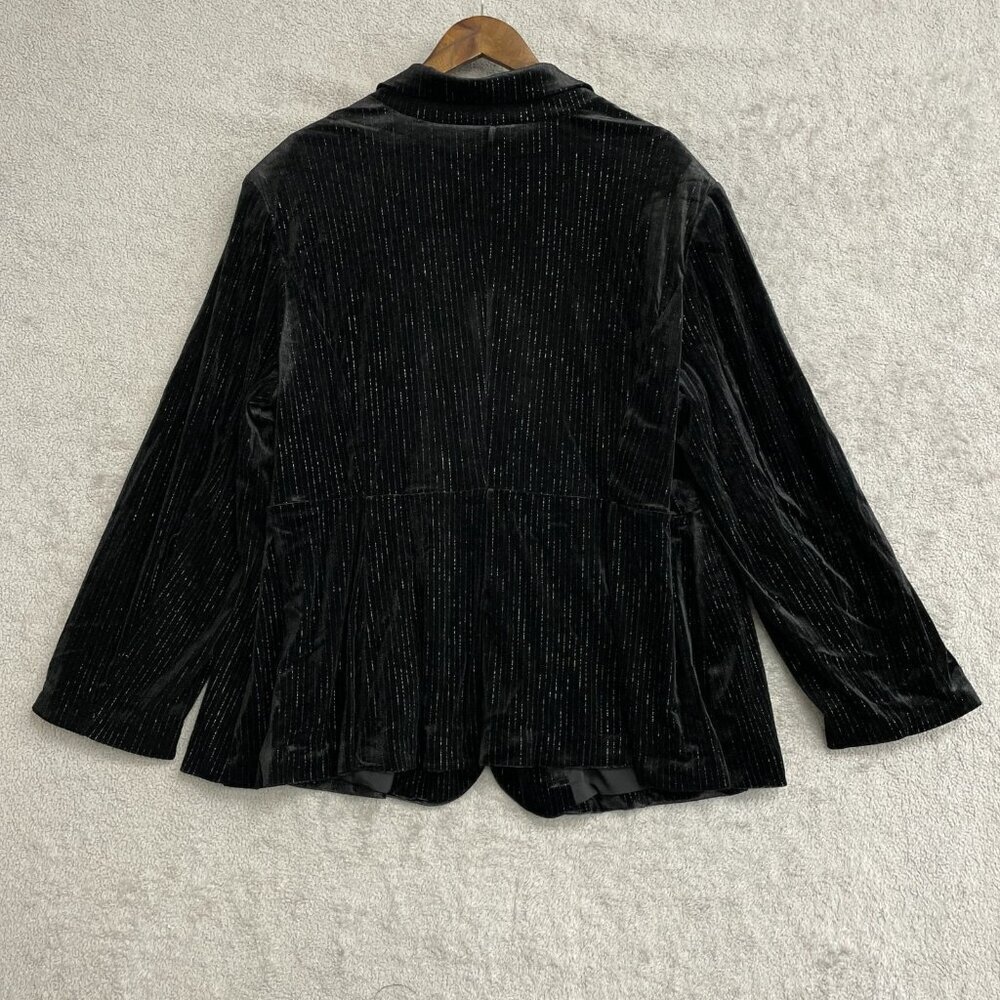 NEW Ava & Viv Women’s 2X Velvet Blazer Metallic Black Pinstripe h1801 - Picture 5 of 12
